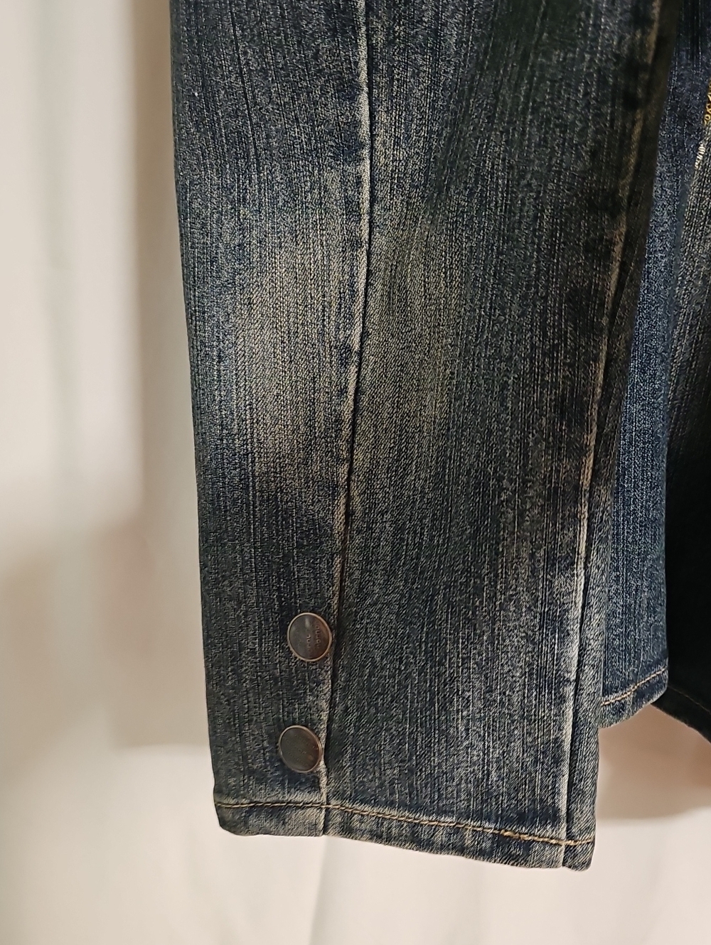 Jou Jou Embroidered  Butterfly Denim Blazer Jacket in Faded Blue - Picture 6 of 7
